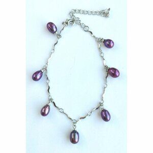 Plum Purple freshwater pearl droplet bracelet 🆕